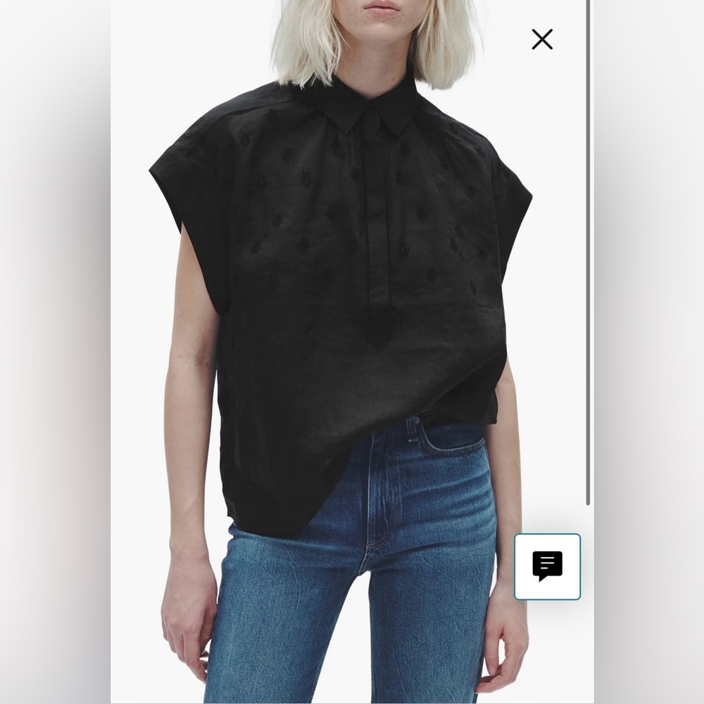 NWT black robin embroidered top (Rag and Bone)